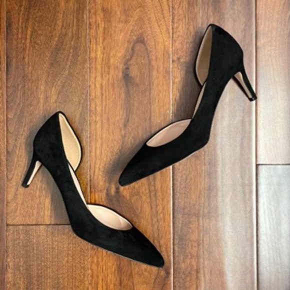 J. Crew Shoes - J Crew Mid Heel Pumps Suede Black Size 8